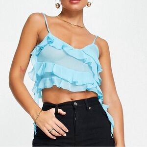 ASOS baby blue ruffle top